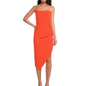 Gianni Bini Harling Crepe Square Neck Sleeveless Asymmetrical Midi Dress